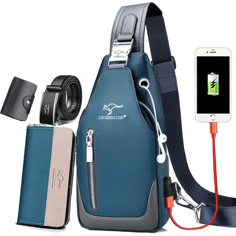 Men's Chest Bag New Fashion Korean Style Casual Sports Water Proof Oxford Chest Crossbody Bags for Men Shoulder Messenger Bag