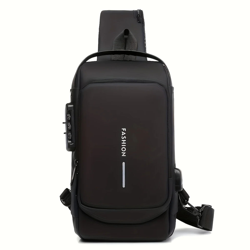 Men's anti-theft chest bag, fashionable motorcycle and casual sports sloping backpack, durable Oxford fabric