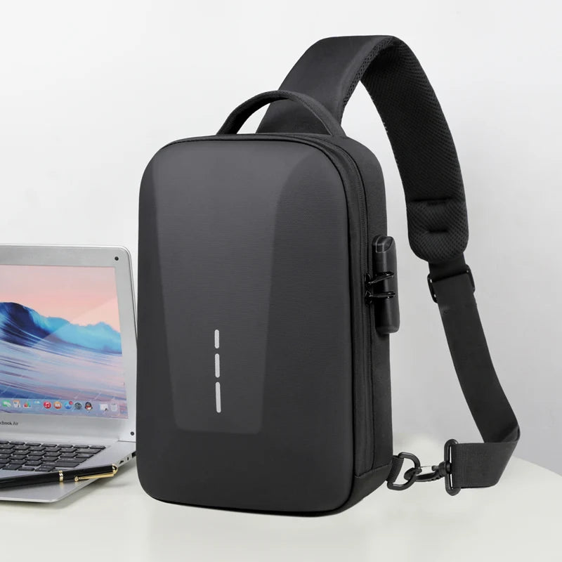 Anti-theft Combination Lock Chest Packs With USB Charging Port Fashion Business Men's Crossbody Bag Travel Storage Shoulder Bag
